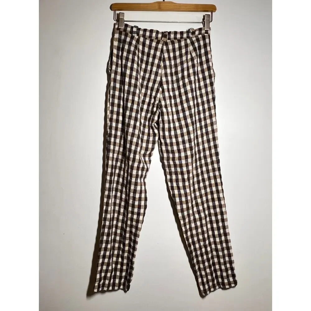 Rita Row EUC Brown Gingham Cotton Blend Bonj Trousers Pants S